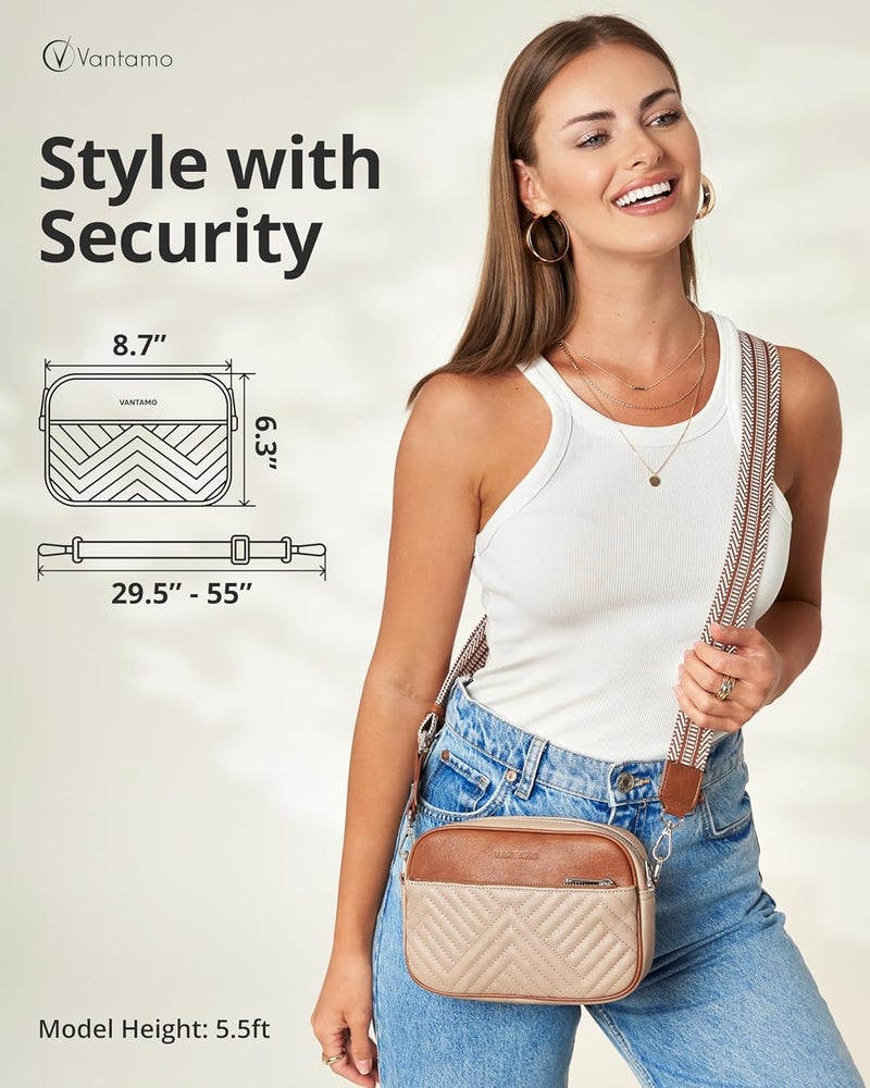 Vantamo Crossbody Bags For Women with Anti-Pickpocket Clip, Premium Purses for Women, Adjustable Strap Handbags & Gift Box - Image 2
